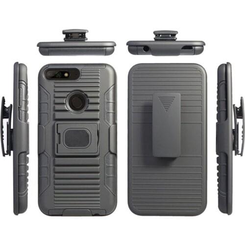 Hybrid Magnetic Ring Kickstand Armor Case For Huawei Y6 2018 Belt Swivel Clip Holster Cover For Huawei Y6 (2018) / Honor 7A