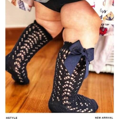 Children Socks For Girls Knitted Cotton Long Tube Socks Knee High Toddler Princess Socks Baby Summer Hollow Out Infant Socks