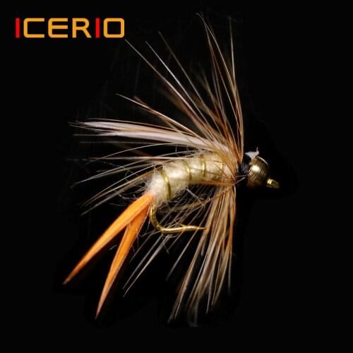 ICERIO 12PCS Brass Bead Head Prince Nymphs Stonefly Caddis Fly Trout Fishing Fly Lures
