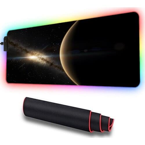 Universe Stars Planets Space Large Gaming RGB XXL Keyboard Rubber Mouse Pad USB Wired LED Big Backlight Computer Desk Mouse Mat