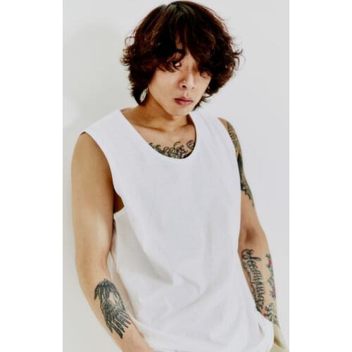 Summer new mens fashion brand Street loose casual solid color with top and vest T-Shirt Large Size mens top