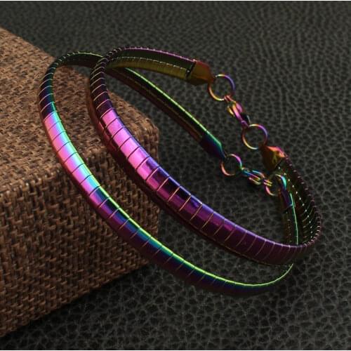 Joyas Store Wholesale Colorful 4mm 6mm Stainless Steel Jewelry OMG Chunky Trendy Snake Chain Bracelets For Women BGCZAJAE