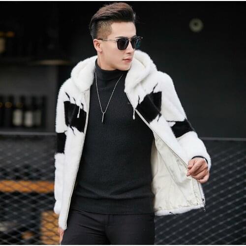 Mens Real Jacket Hooded Plus Size Mens Mink Coat Short Luxury Jackets Men Natural Fur Coats KJ1404