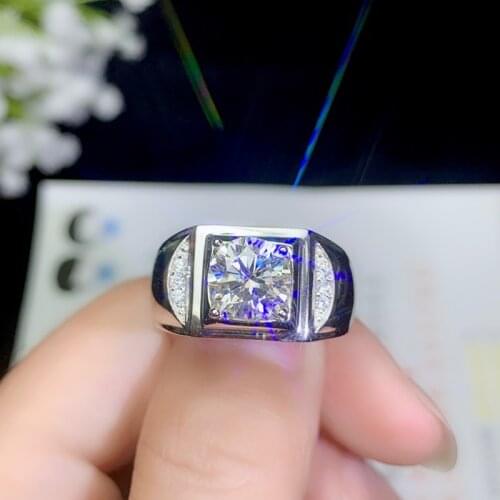 BOEYCJR 925 Silver 1ct/2ct/3ct F color Moissanite VVS Engagement Wedding Diamond Ring for Men With national certificate