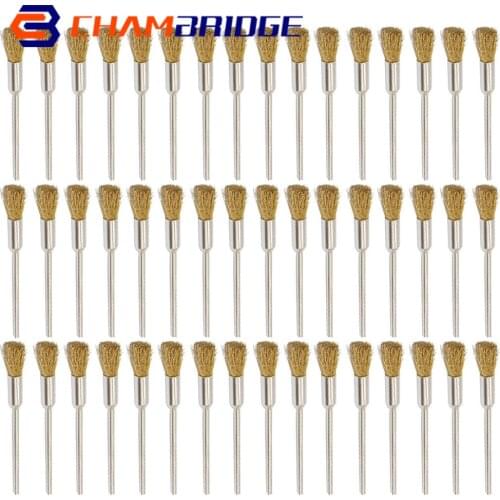 1/8"Shank Brass Wire End Brush Pen Shape Brushes Kit for Mini Drill Rotary Tools Rust Removal Polishing Brush Dremel Accessories