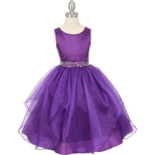 2016 Newest Purple Flower Girls Dresses With Crystal Sash Accessory Flower Girls Dresses Lovely Purple Little Girl Party Gown