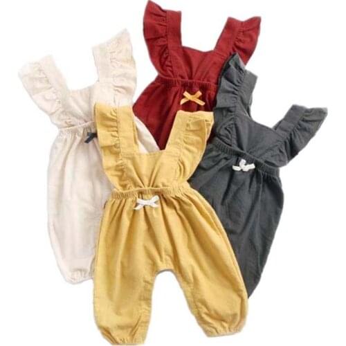 Baby girl Clothes Unisex Solid Sleeveless bow summer Trousers Onesies Conjoined clothes infant rompers cotton Toddler Outfits