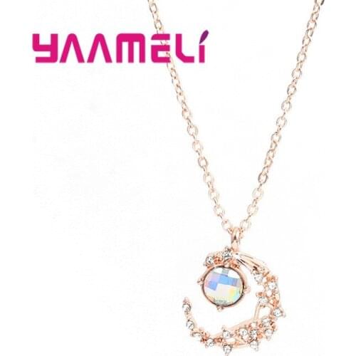 925 Sterling Silver Necklace Star Moon Charming Pendant Collar Women Girls Birthday Valentines Christmas New Year Gift Dropship