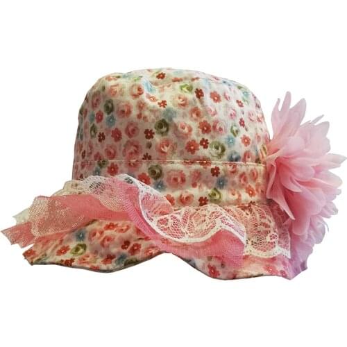Panama hat children Bucket hat sun hats for the beach hats summer sun visor cap for girl Pure cotton hat Floral hat baby cap