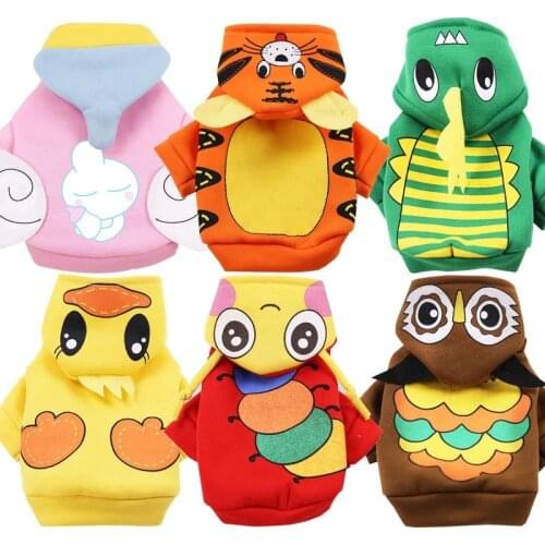 Pet Clothes Fleece Warm Cute Hoodie Autumn Winter Small Medium Cartoon Dogs Clothing Cats Coat Pets Supplies Suit For Chihuahua