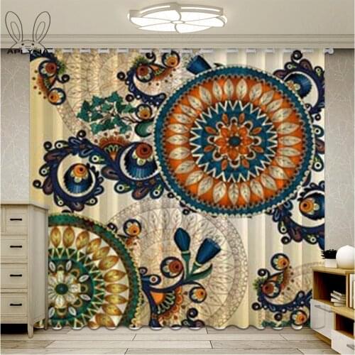 Colorful Kaleidoscope Living Room Curtains Bohemian Curtain for Bedroom Ethnic Mandala Flowers Window Treatment Drapes