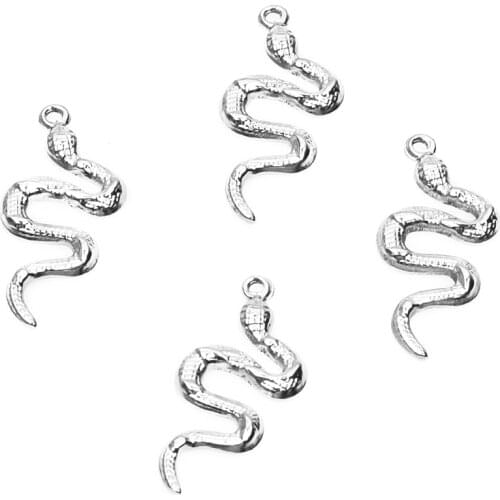 Wholesale Stainless Steel Snake Charms For Women Men Jewelry Making In Bulk Necklace Earrings Charm Handmade Accessories 10 pcs