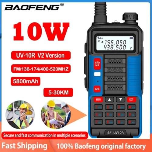Baofeng UV-10R Walkie Talkie 10W 5800mAh VHF UHF Dual Band Two Way CB Ham Radio UV 10R Portable USB Charging Radio Transceive