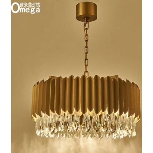 Postmodern fashion metal stainless steel crystal chandelier designer Nordic living room bedroom dining room luxury lamps