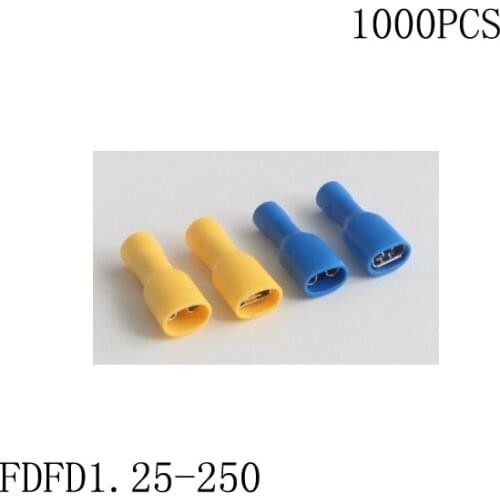 Manfacture Brass 1000 PCS FDFD1.25-250 cold-pressure terminal Fully insulated female connector Electrical Crimp Terminal