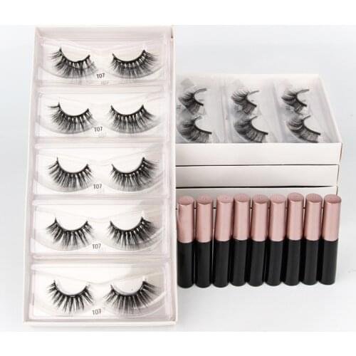 Wholesale Magnetic Eyelashes in Bulk 3/20/50/100pcs 3D Natural Soft False Mink EyeLashes with Waterproof Liquid Eyeliner