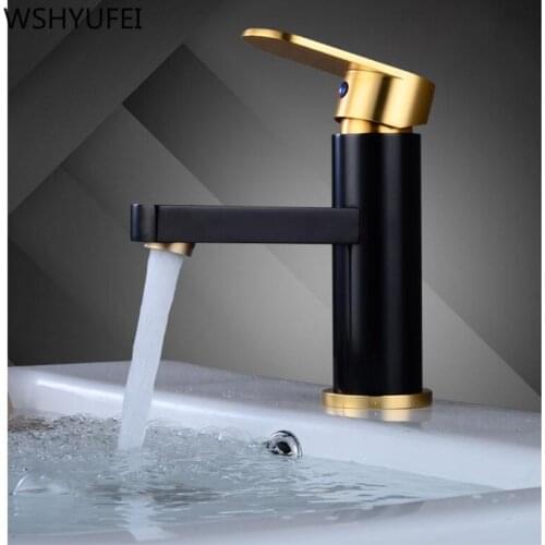 Luxury Bathroom Faucet Black Gold-plated Bathroom Faucet Rose Gold Plated Space Aluminum Basin Sink Faucet Hardware decoration