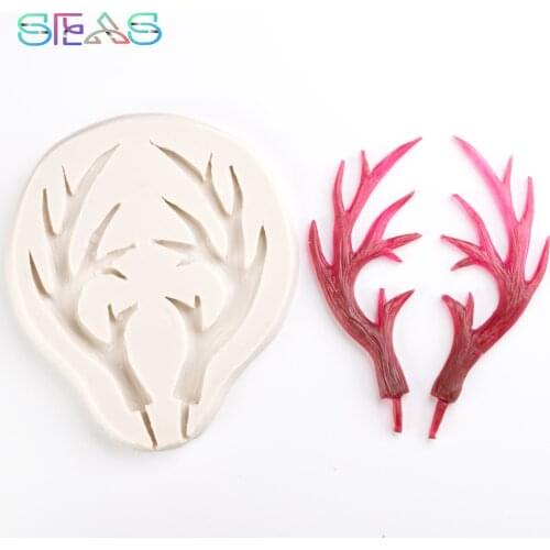 Antlers Silicone Mold Christmas Fondant Mould Cake Decorating Tools Chocolate Cupcake Molds Baking Tool Cake DecoratingBaker