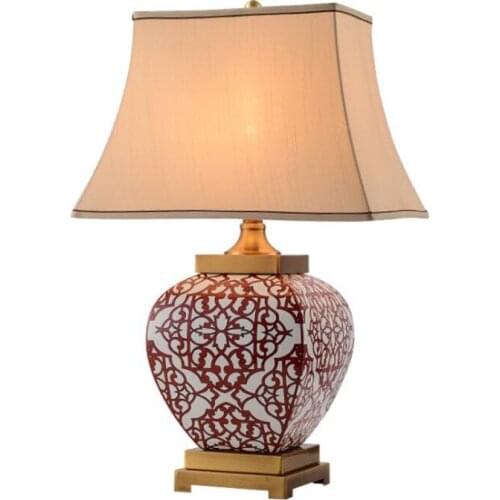 Modern Chinese Ceramic Table Lamp European American Country Large Wedding Desk Light Designer Exotic Lighting D07