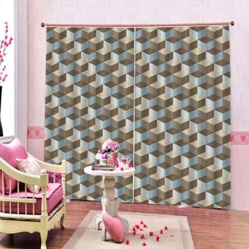 Modern Geometic Lattice Window Curtains For Living Room Outdoor Indoor Fabric Drapes Curtain Home Decor Drapes