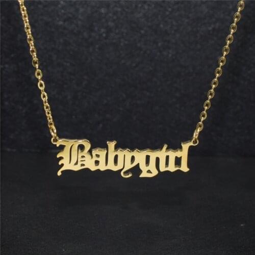 Old English Babygirl Necklace Gold Choker Dainty Necklace Gothic Jewelry For Women Stainless Steel Collier Chain Christmas Gift