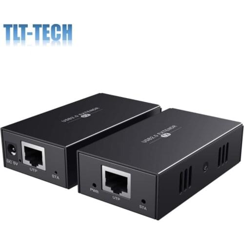 USB 2.0 Extender 4-Port USB Hub 50m Over Ethernet Cat5e/6 for PC/Microphone/Webcam No Driver Needed