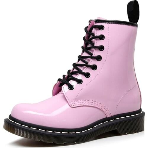 Women boots 2021 new pink motorcycle boots Ankle boots for girls genuine leather shoes womens autumn punk style shoes mujer
