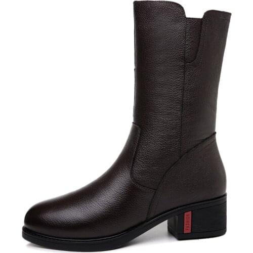 Round Toe Thick Heel WomenS Boots, Side Zipper Solid Color Mid-Tube Boots, WomenS Platform Shoes