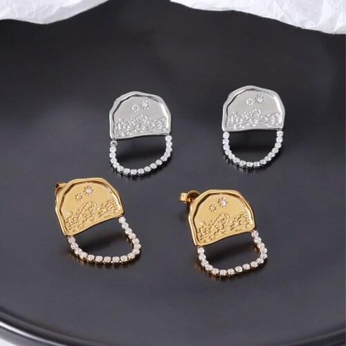 Amaiyllis 18k Gold Minimalist Irregular Sparkle Zircon Earrings Stud Personality Star Drop Earrings Jewelry For Women