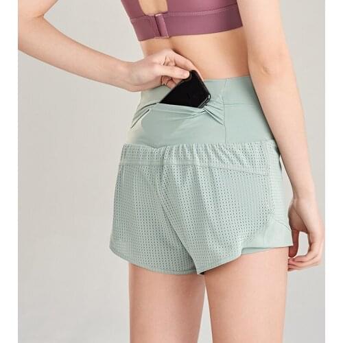 Aersem Running Shorts Women Athletic Marathon Quick Dry Security Shorts Loose Sport Shorts Pocket Ruffles Breathable Yoga Shorts