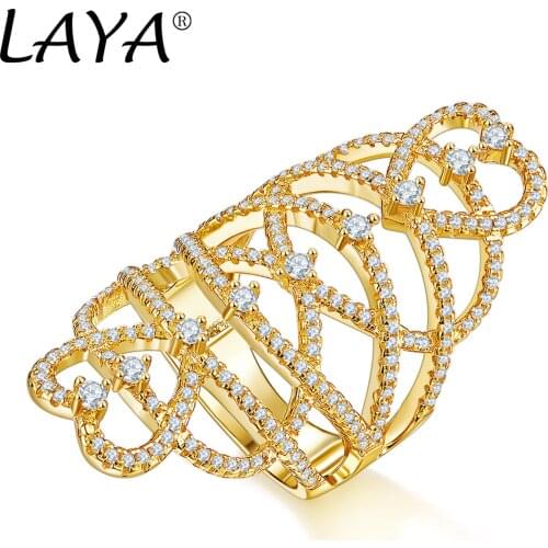 LAYA 925 Sterling Silver New Fashion High Quality Zircon Multi-Line Heart-Shaped Ring For Womens Luxury Wedding Jewelry Gift