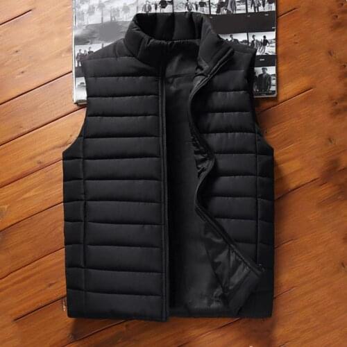 Fashion Sleeveless Stand Collar Men Waistcoat Slim Thicken Warm Zipper Closure Winter Vest Windproof Men Clothes 2021 New