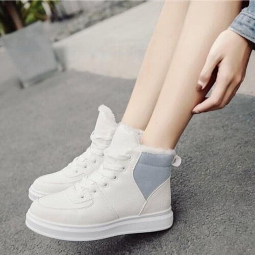 Snow Boots Women Winter Shoes Platform Sneakers Fashion Casual Flats Sports Shoes Women Lace Up Boots Womens Winter Sneakers