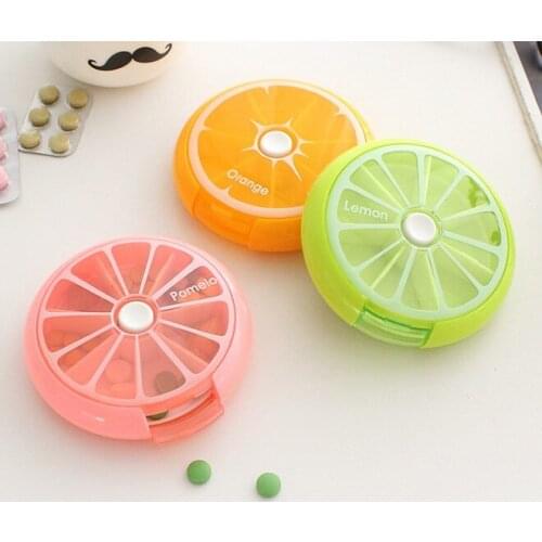 1PC Mini Care 7 Slot Pill Medicine Vitamin Storage Box Organizer Cover Portable Pill Case Weekly Rotating Drug Small Box KX 014