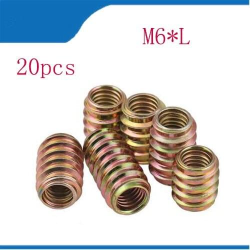20Pcs M4/M5/M6*8/10/13 carbon steel Thread For Wood Insert Nut Flanged round Head Furniture Nuts m6 nut