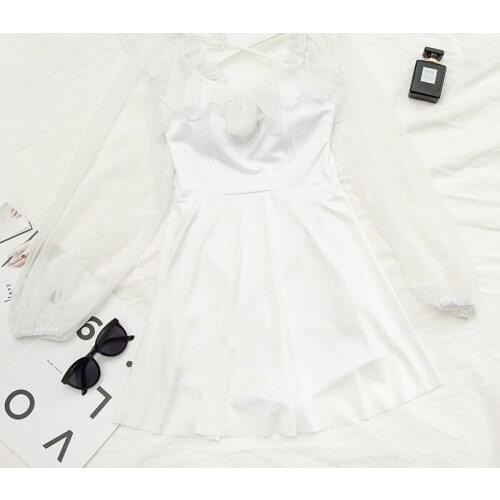 2021 Women White Long Sleeve One Piece Swimwear Swim Beach Dress Female Sexy Swimsuit Swimming Bathing Suit Beachwear Swimdress