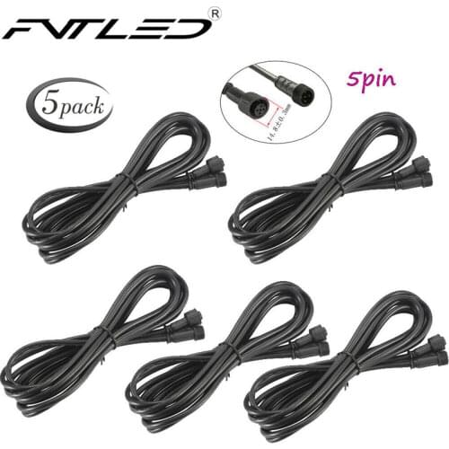 5pcs/lot 5PIN 1/2/3 Meters IP67 Waterproof Extension Cable LED Light Power Cord Male and Female Connectors for RGBW LED light