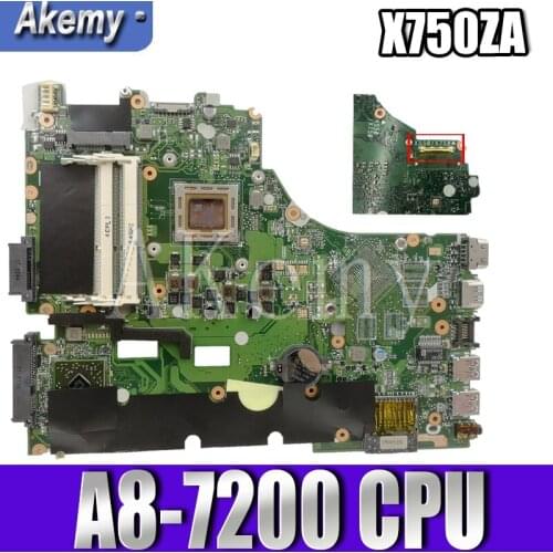 Akemy motherboard For Asus X750Z X750ZA X750ZE K750Z CPU/A8-7200 X750ZA X750ZE laptop motherboard test 100% original mainboard
