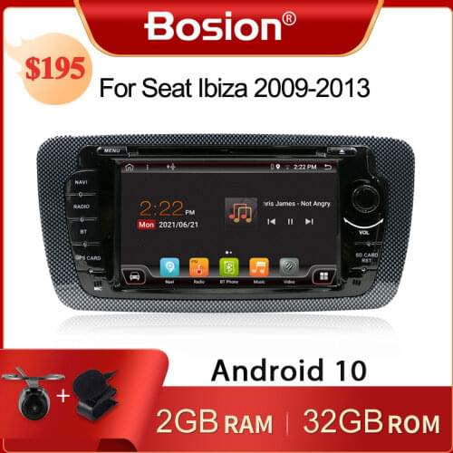 Bosion 2 Din Android 10.0 Car Radio Multimedia Video Player GPS Navigation for Seat Ibiza MK4 6J 2008 2009 2010-2013 DVD Player