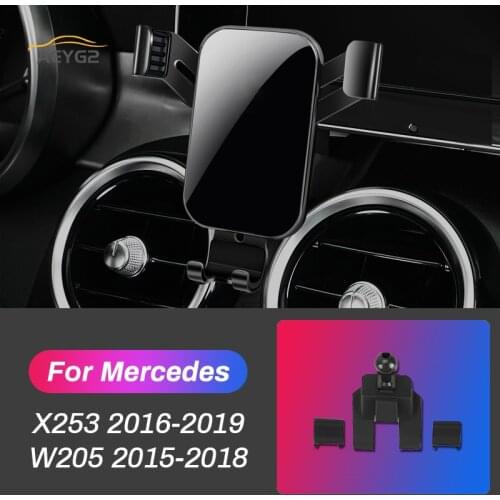 Car Mobile Phone Holder For Mercedes Benz C Class W205 GLC X253 2015 2016 2017 2018 2019 Air Vent GPS Stand Navigation Bracket
