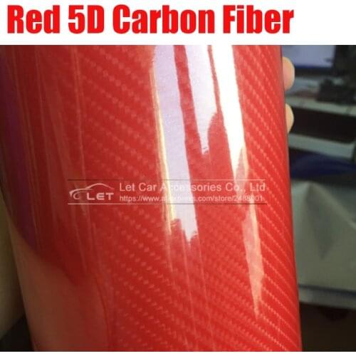 Car Styling Red 5D Carbon Fiber Vinyl film Car Wrap sticker decal
