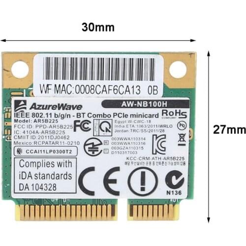 AW-NB097H AW-NB100H AW-NB126H AR9485 AR3012 AR5B225 300Mbps Half Mini PCI-Express BT4.0 Wlan Wireless Wifi Card Adapter