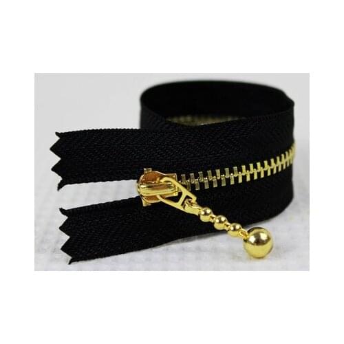 Free shipping 10pcs/lot 15cm black 3# gold teeth zipper droplets zipper head copper zipper wallet zipper
