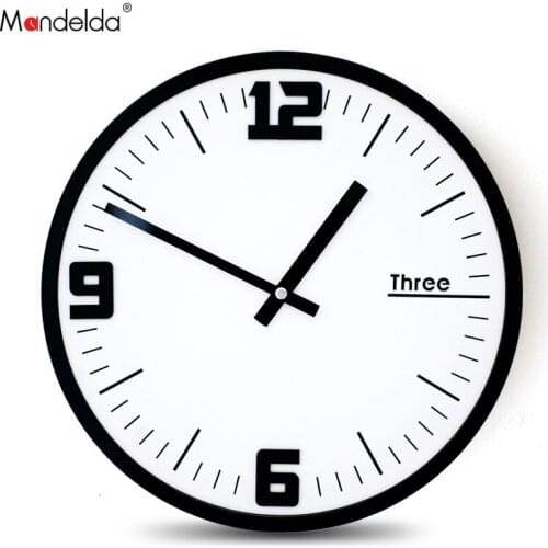 Mandelda 12 inches Round Wood Frame Classic Clock Retro Non Ticking 3D Quartz Home Decorative Wall Clock Acrylic Hands