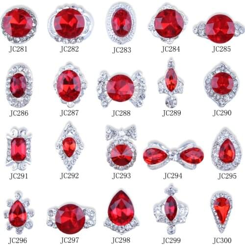 CHNRMJL 100PCS/Pack 20Designs Red Nail Art Rhinestone Gems 3D Cristal AB Alloy Uv Gel Nails Decorations Jewelry Accessories Tool