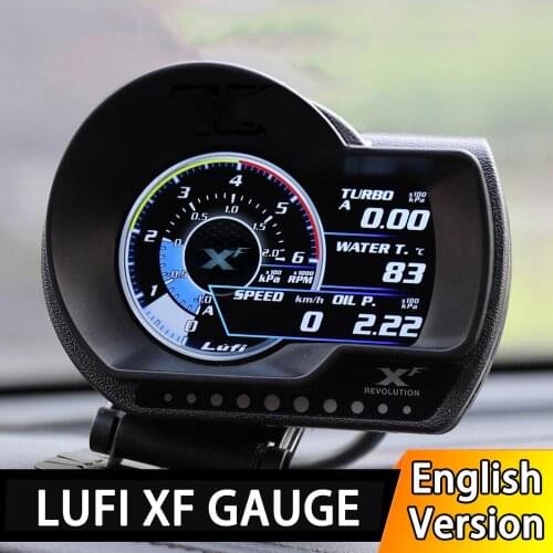 LUFI XF English Version OBD2 digital turbo boost oil pressure temperature gauge for car Afr RPM Fuel level Speed EXT Oil Meter