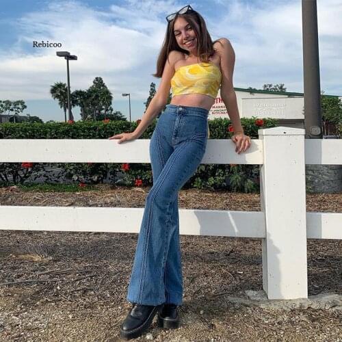 Spring Autumn Women Skinny Bell Bottom Jeans Fashion Stretch Mid Waist Slim Fit Jeans Vintage Dark Blue Denim Flared Pants Women