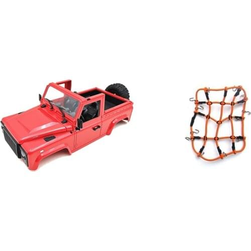 Elastic Luggage Net for 1/12 MN D90 D99 MN99S,Orange & D90 Car Body Shell with Tire for 1/12 MN D90 D91 D99 MN45 Red