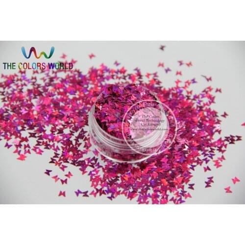 L-92 Size 3 mm laser holographic Plum color Glitter paillette butterfly shape spangle for DIY supplies1pack=50g