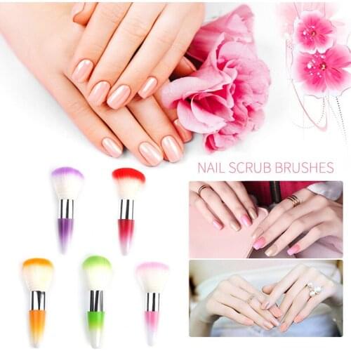 5 Colors Manicure Dust Beauty Nail Care Brush No Debris Nail Cleaning Brushes Portable Multifunctional Makeup Brush Powder Tool